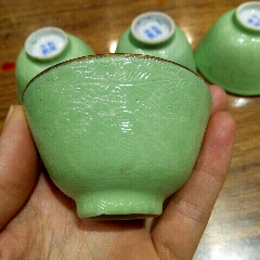古玩瓷器苹果绿轧道花卉纹茶杯(se71496508)_7788收藏__收藏热线