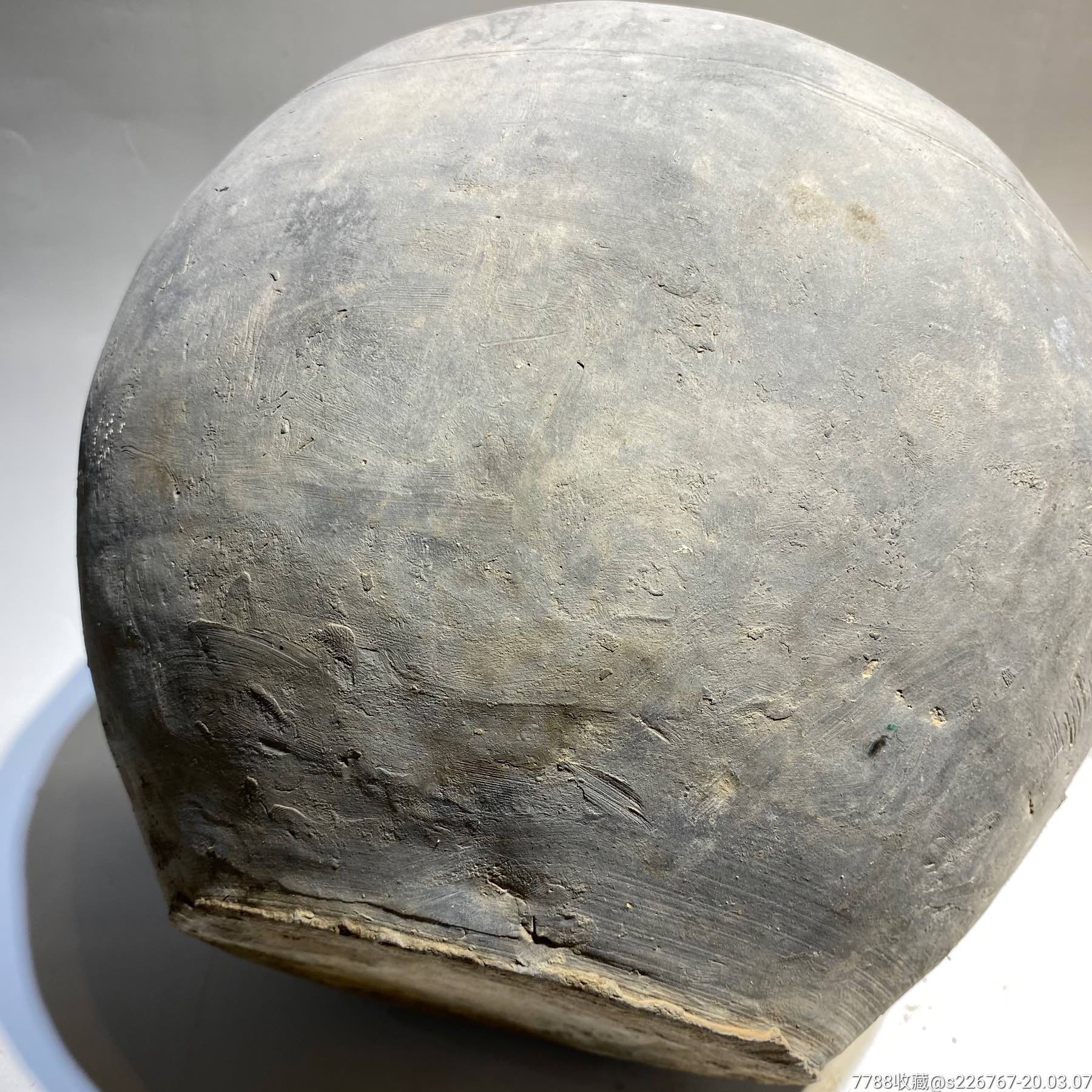 古玩陶器古董汉代陶缸-灰陶-7788收藏