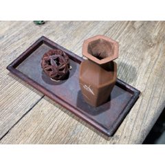 1656几十年刻花紫砂六角瓶(se71499248)_7788收藏__收藏热线