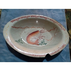 （库）民国伪满时期带东宝商号款虾图，大瓷碗，有残，29.5*20*6.5cm(se71499524)_7788收藏__收藏热线