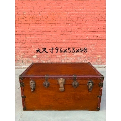老樟木箱大箱嫁妆箱全边包皮革复古怀旧(se71500681)_7788收藏__收藏热线