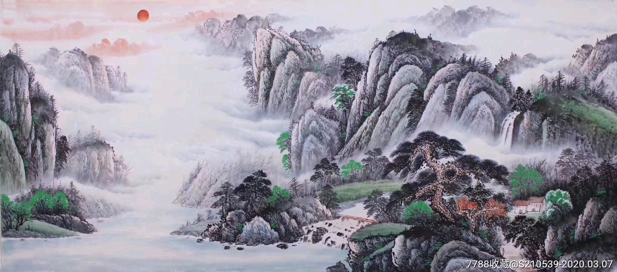 胡占山老师原创精品!《旭日东升鸿运当头》作品尺寸240*96厘米