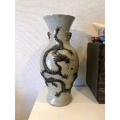 哥釉铁骨泥二龙戏珠观音瓶(se71502182)_7788收藏__收藏热线