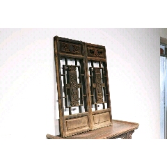 清代，楠木花窗一对。(se71503456)_7788收藏__收藏热线