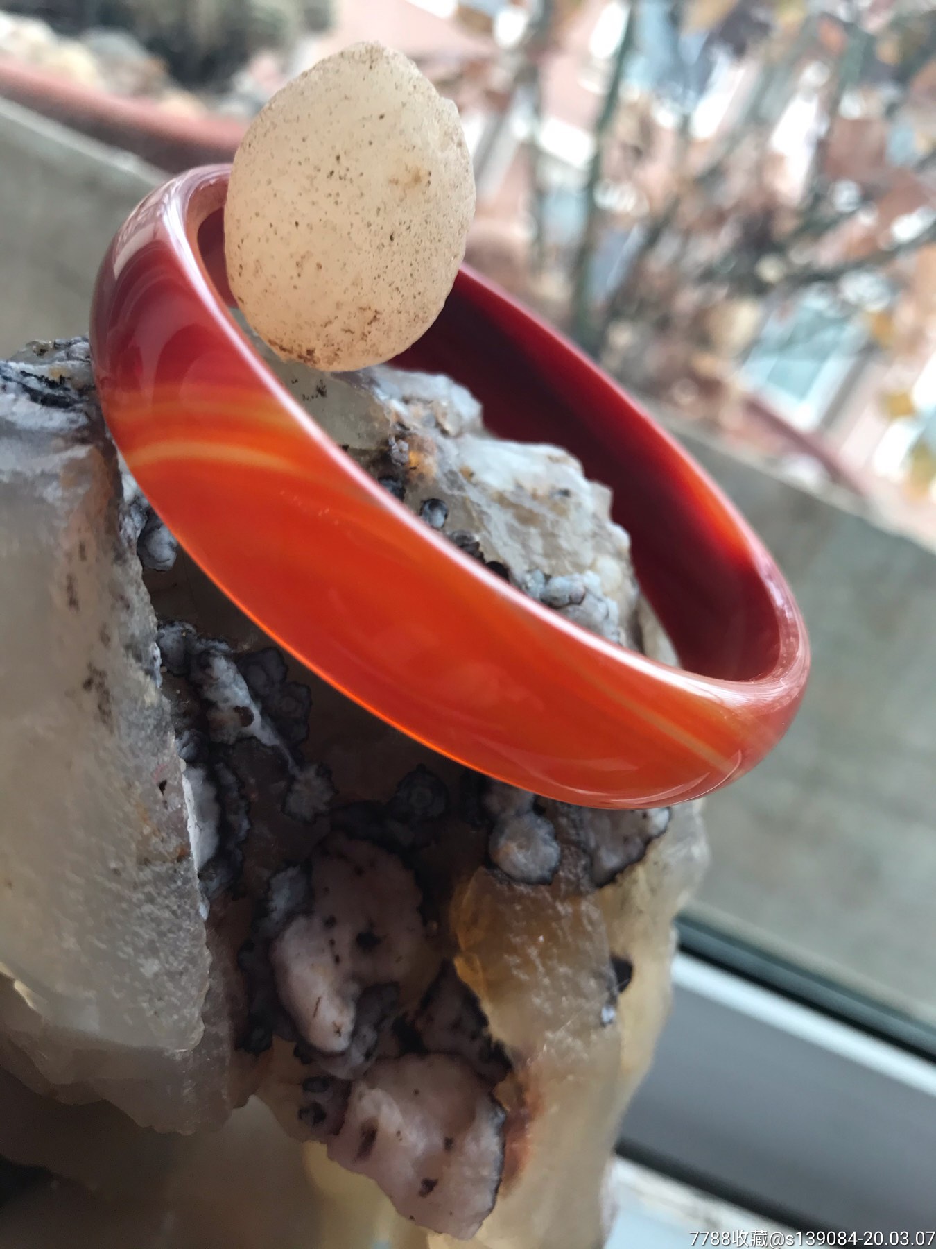 埠新玛瑙手镯,北红玛瑙,约57口径,包真