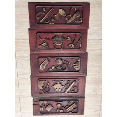 清代八宝图花板5块(se71508227)_7788收藏__收藏热线