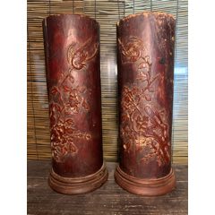 一对清代木雕帽筒(se71511844)_7788收藏__收藏热线