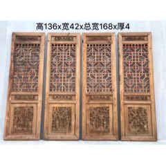 清末老杉木花窗2对。保存完整，全卯榫结构，海棠做工精致细腻，下面纯手工雕。(se71515669)_7788收藏__收藏热线