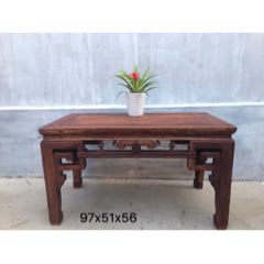 清末民初血榉木茶桌。极品木纹，高束腰，苏工经典草龙勾！完整无缺，结实稳固。(se71516073)_7788收藏__收藏热线