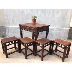 清代血榉木麻将桌一台四凳。双拼桌面无裂无修16636;，山水纹清晰。(se71516870)_7788收藏__收藏热线