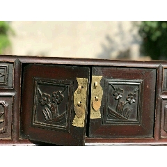 中式风雅·『雕花案几』清代双开门六抽满工浮雕图案精美满工铜饰包老秀(se71516906)_7788收藏__收藏热线