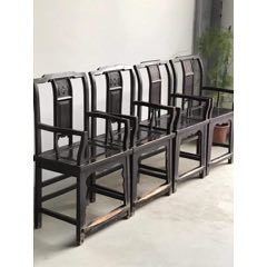 官帽椅4把一套，榆木，清末民初。全品、牢固！(se71517430)_7788收藏__收藏热线