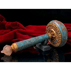 藏传卍佛教实修法器手持转经轮品相如图实物拍照藏银纯手工镶嵌松石各色宝石，(se71517545)_7788收藏__收藏热线