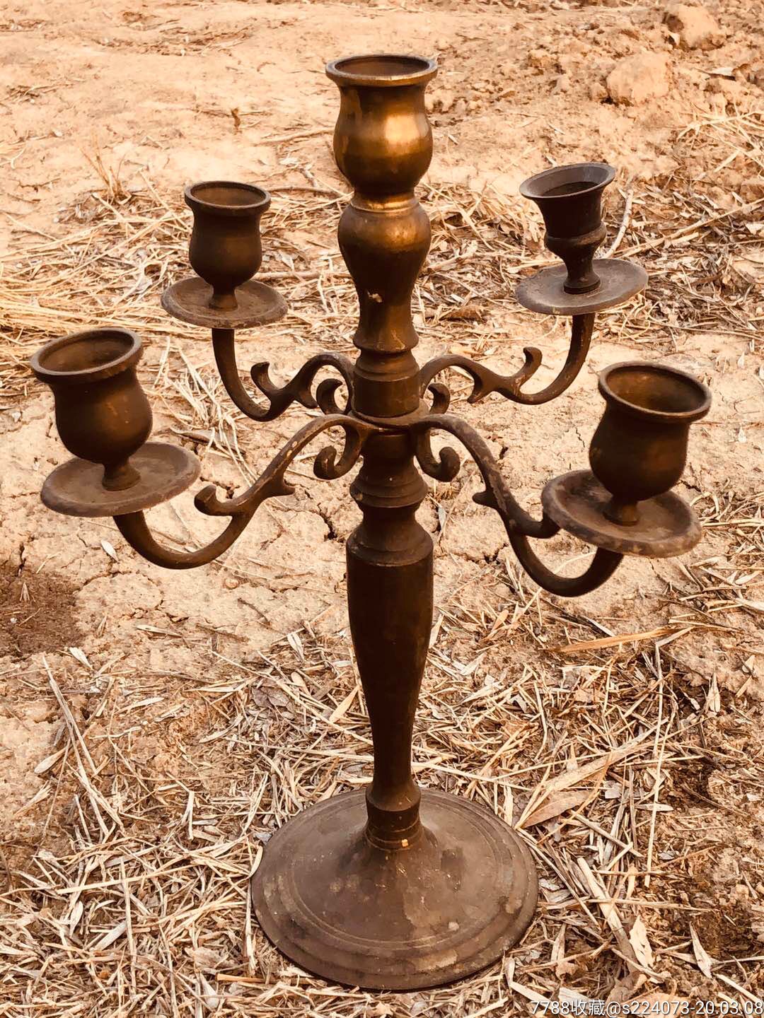 民国时期英国回流老灯台.铜质蜡台.