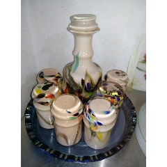 老琉璃挍胎七彩手工带盖凉水杯一套(se71534411)_7788收藏__收藏热线