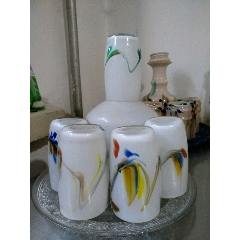 老琉璃挍胎七彩手工白色凉水杯一套(se71533133)_7788收藏__收藏热线