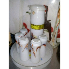 老琉璃挍胎七彩手工白色龙凤喜字凉水杯一套(se71533129)_7788收藏__收藏热线