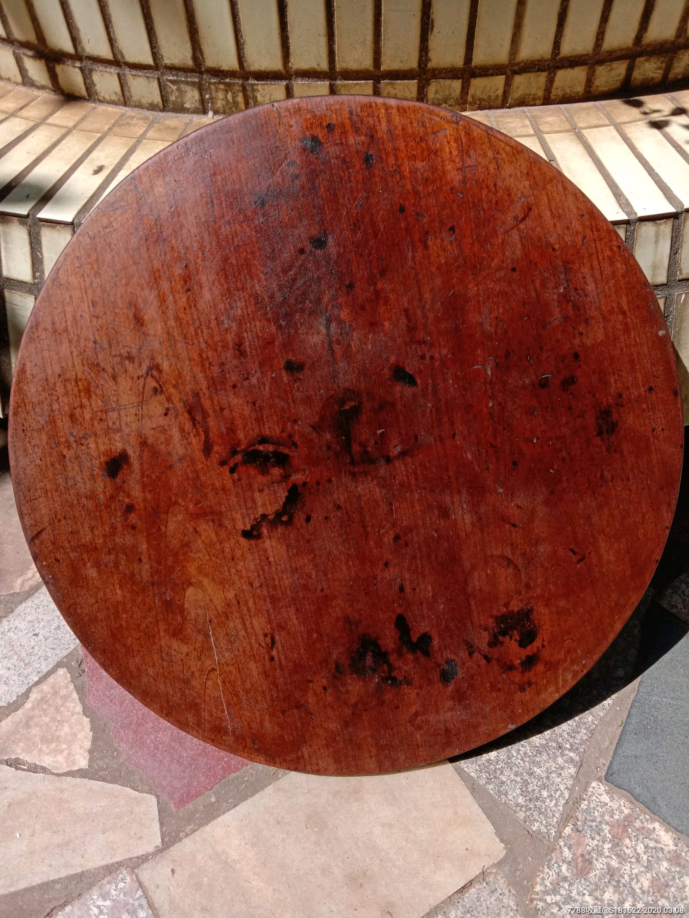 古董圆木桌原木桌面中古实木桌面收藏vintage