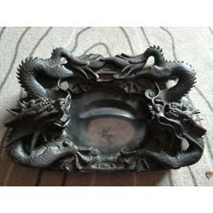 端石雕刻双龙戏珠老砚台(se71539428)_7788收藏__收藏热线