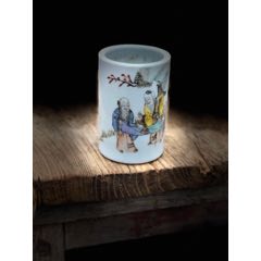 清代同治粉彩笔筒，包老到代，保存完整(se71541297)_7788收藏__收藏热线