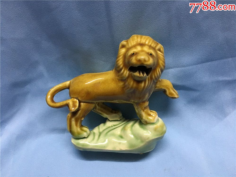 库存七八十年代黄釉小狮子摆件-价格:30元-se71545435-黄釉瓷-零售