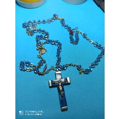 民国时期.水晶点蓝彩十字架念珠(se71549091)_7788收藏__收藏热线