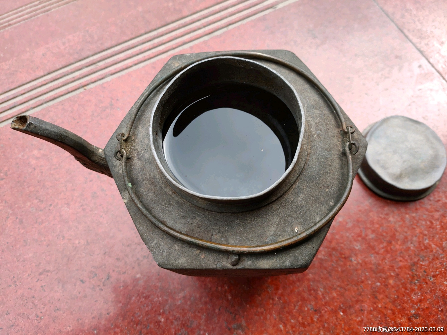 茶具文化清代富贵亦寿考宜子孙花鸟锡茶壶.