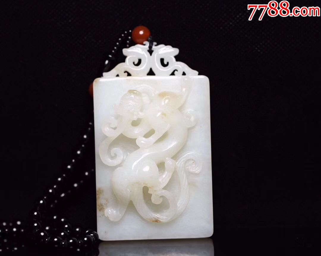 和田玉白玉龙牌