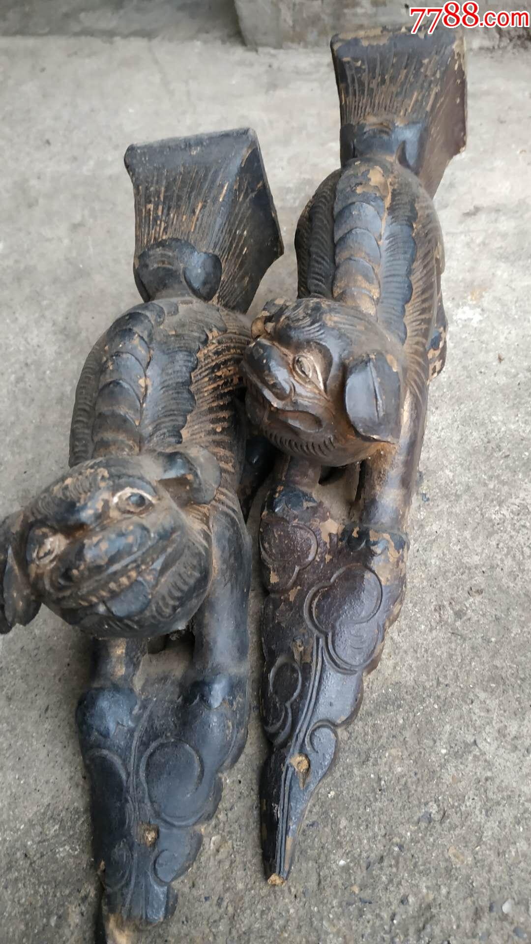木雕狮子一对
