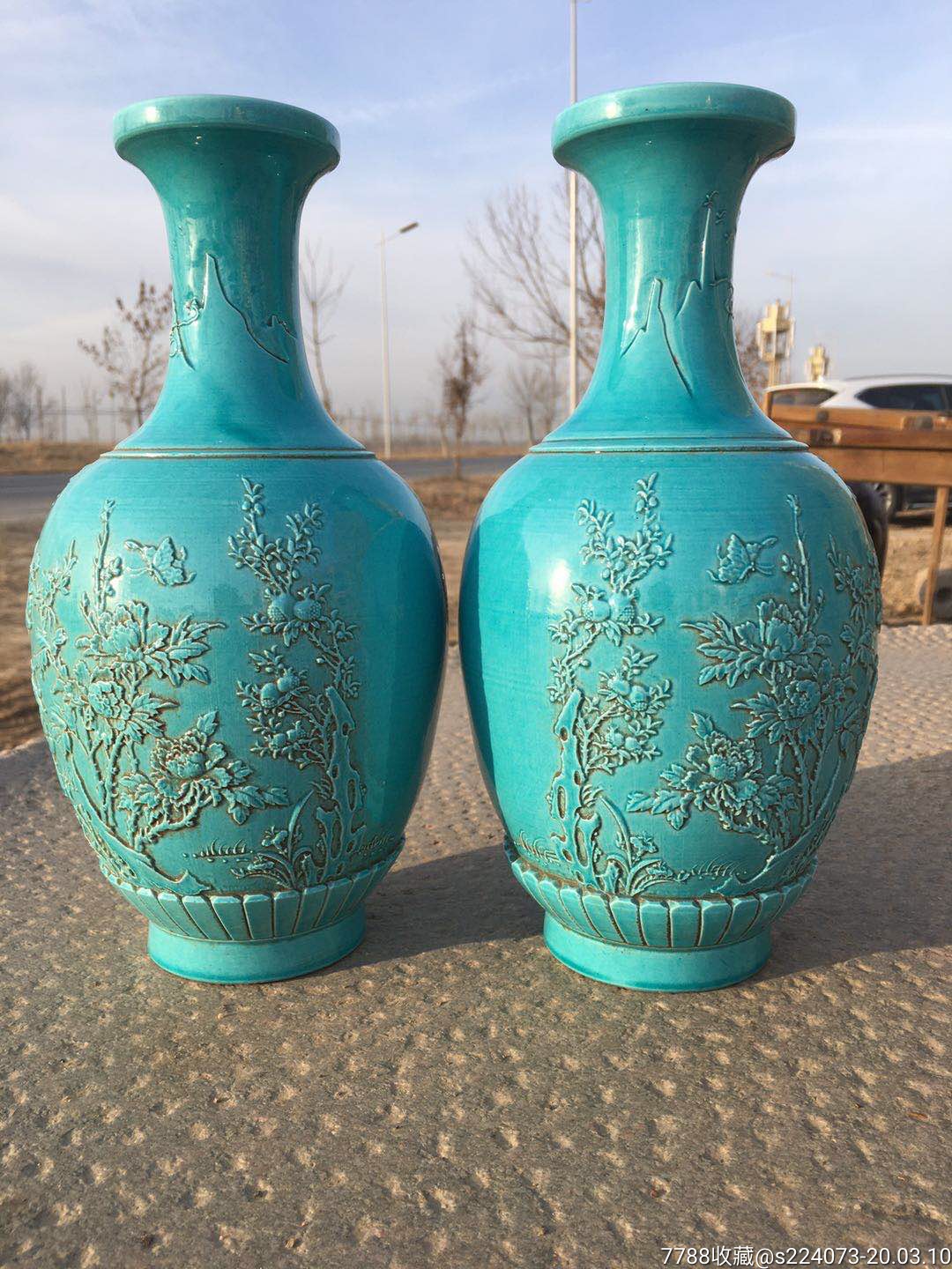 清代.下乡所得老花瓶一对全品包老