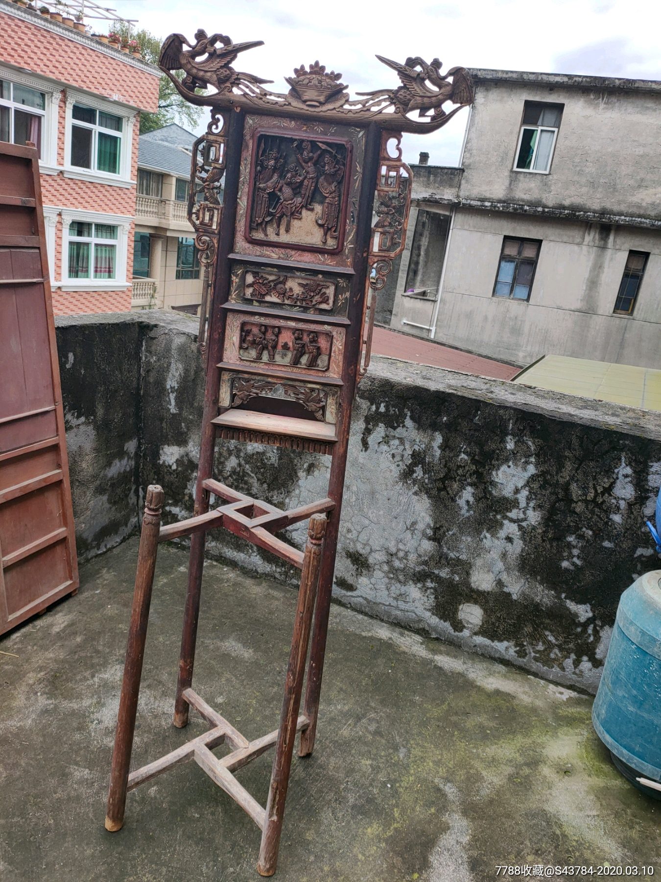 清代木雕洗脸架脸盆架脸盘架一个装修装饰古装剧摆设