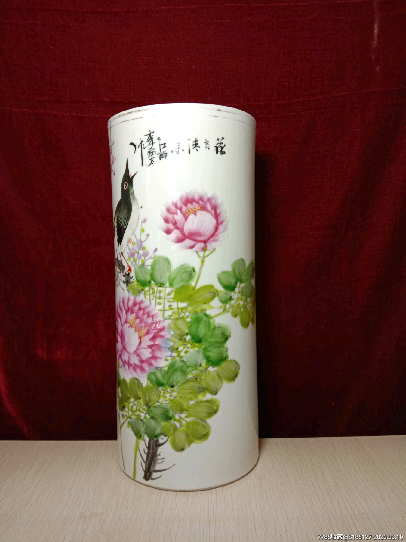 民国名家李炳太粉彩花鸟帽筒-价格:2300元-se71581406-彩绘瓷/彩瓷