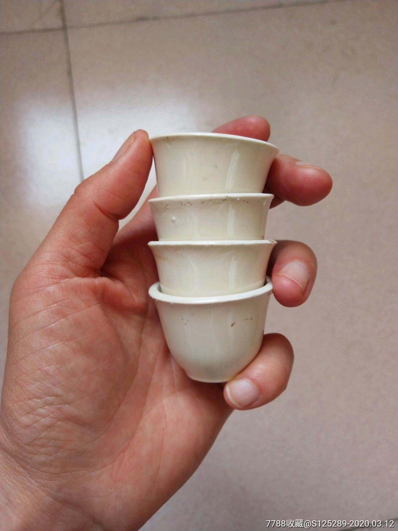 六七十年代白釉小酒杯马眼杯小酒盅