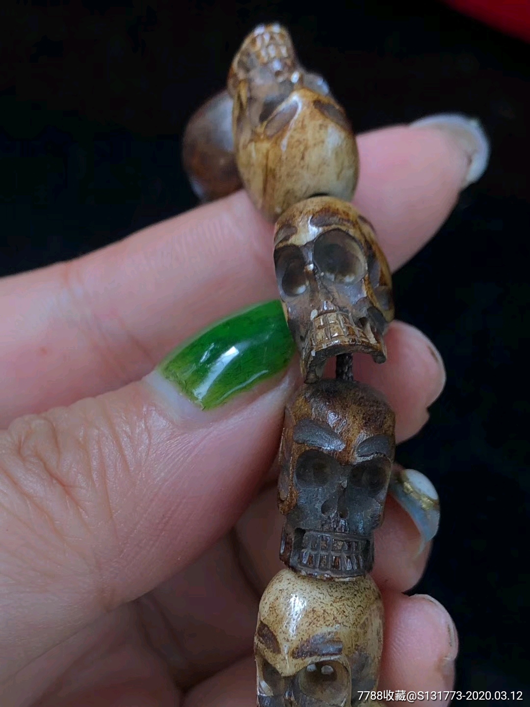 藏地尸陀林手串耗牛骨材质纯手工雕刻,品相如图,尸陀林主手串