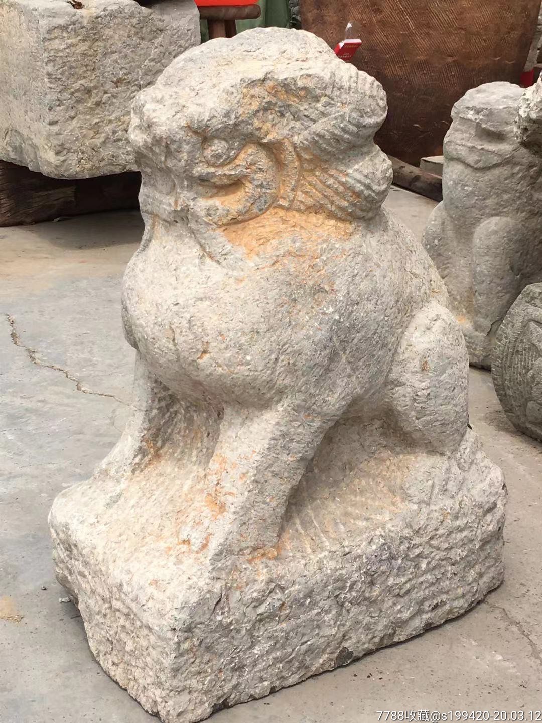 明代青石狮子,品相完好,造型美观,包浆老辣.