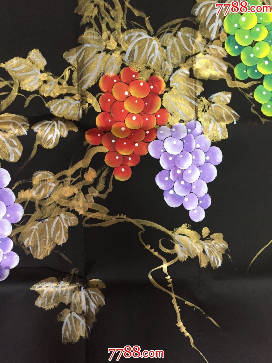 墨底金彩葡萄图(龙盈绘)