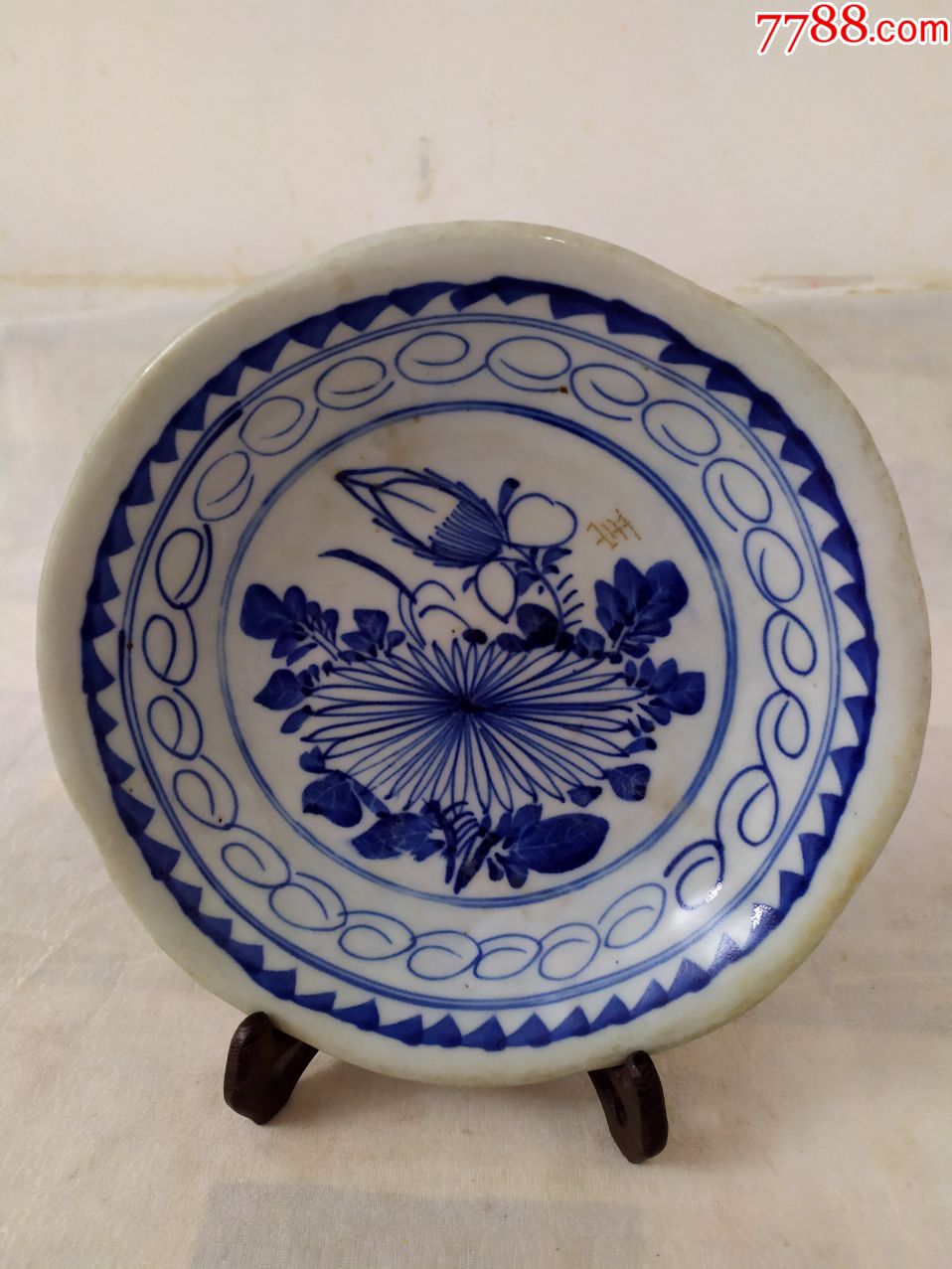 5566全品民国牡丹花纹青花大盘