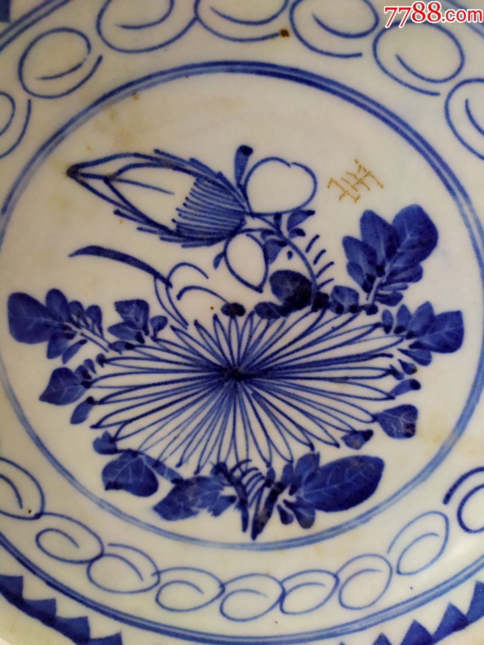 5566全品民国牡丹花纹青花大盘