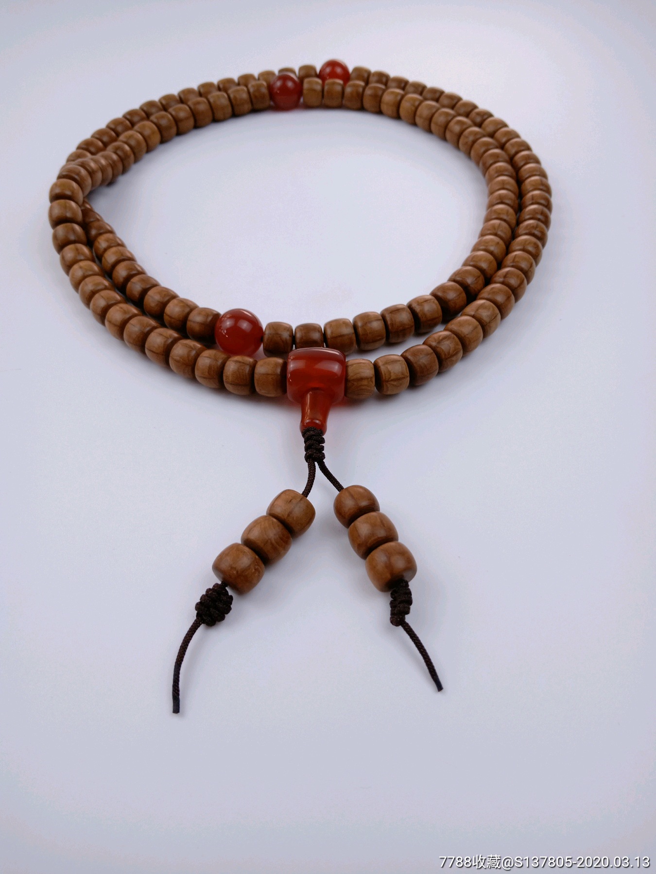 精品六道木手表脖珠108,五台山六道木108颗桶珠,天然红玛瑙配饰