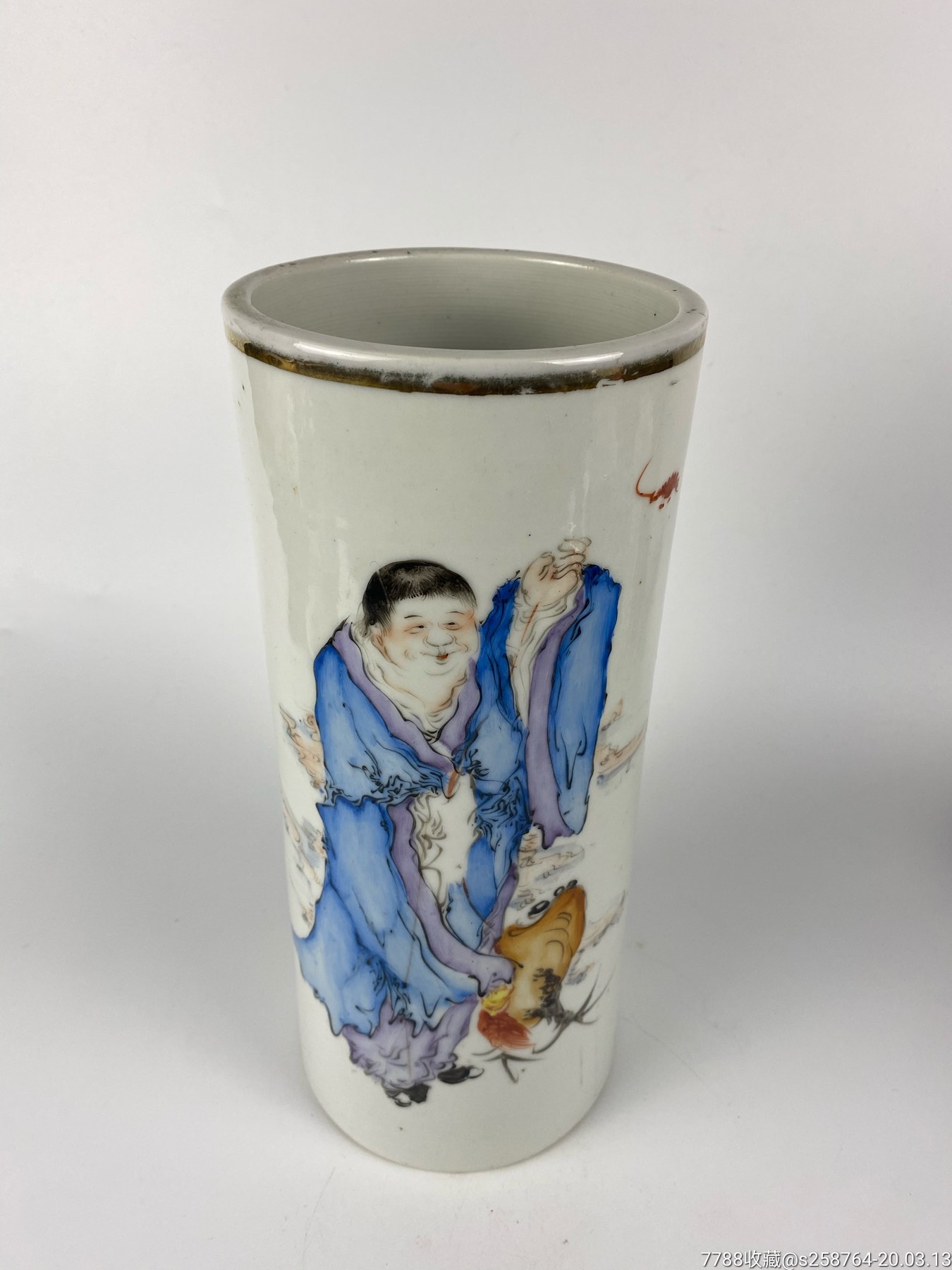 浅绛彩人物纹帽筒