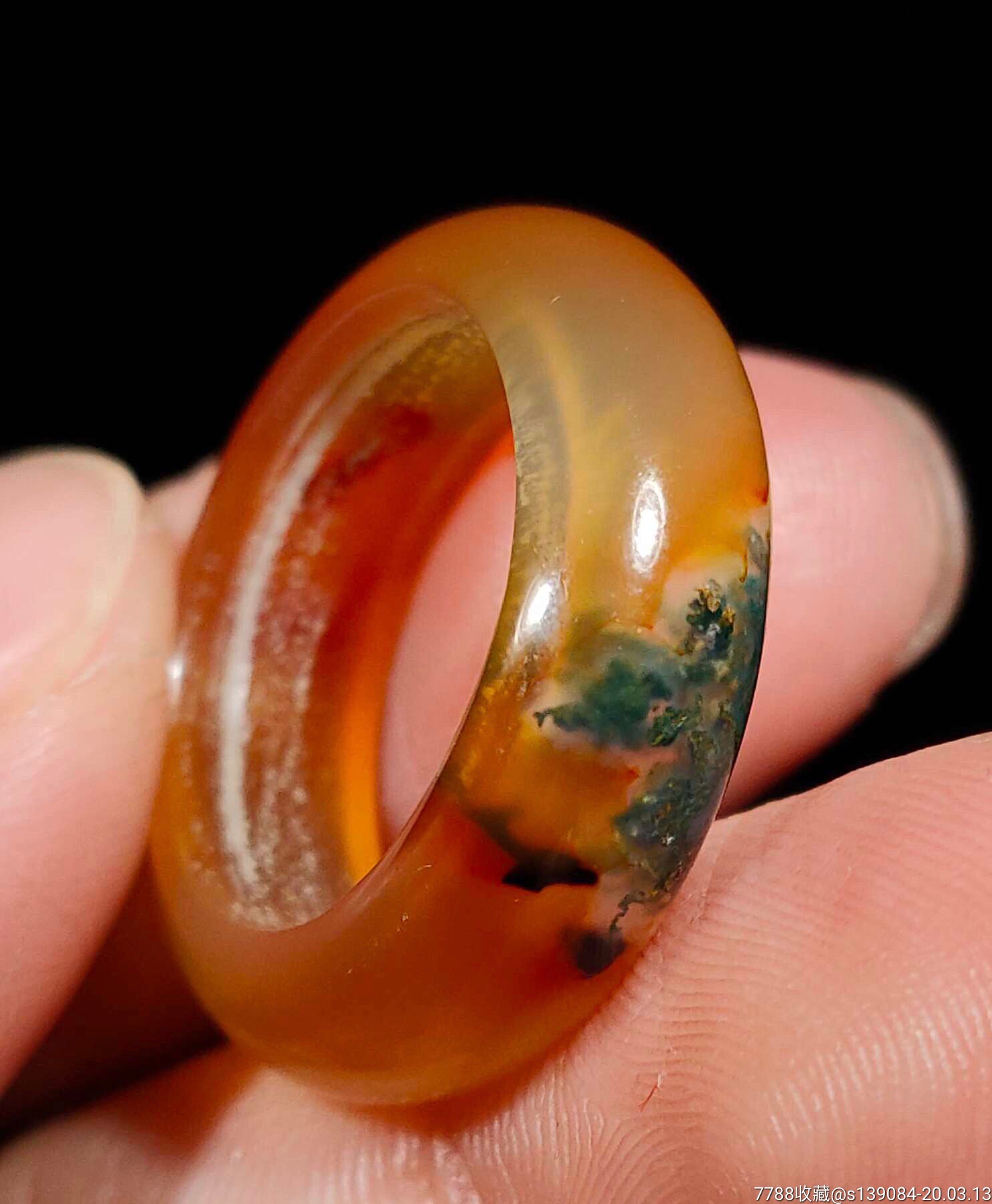 天然高冰水草玛瑙戒指