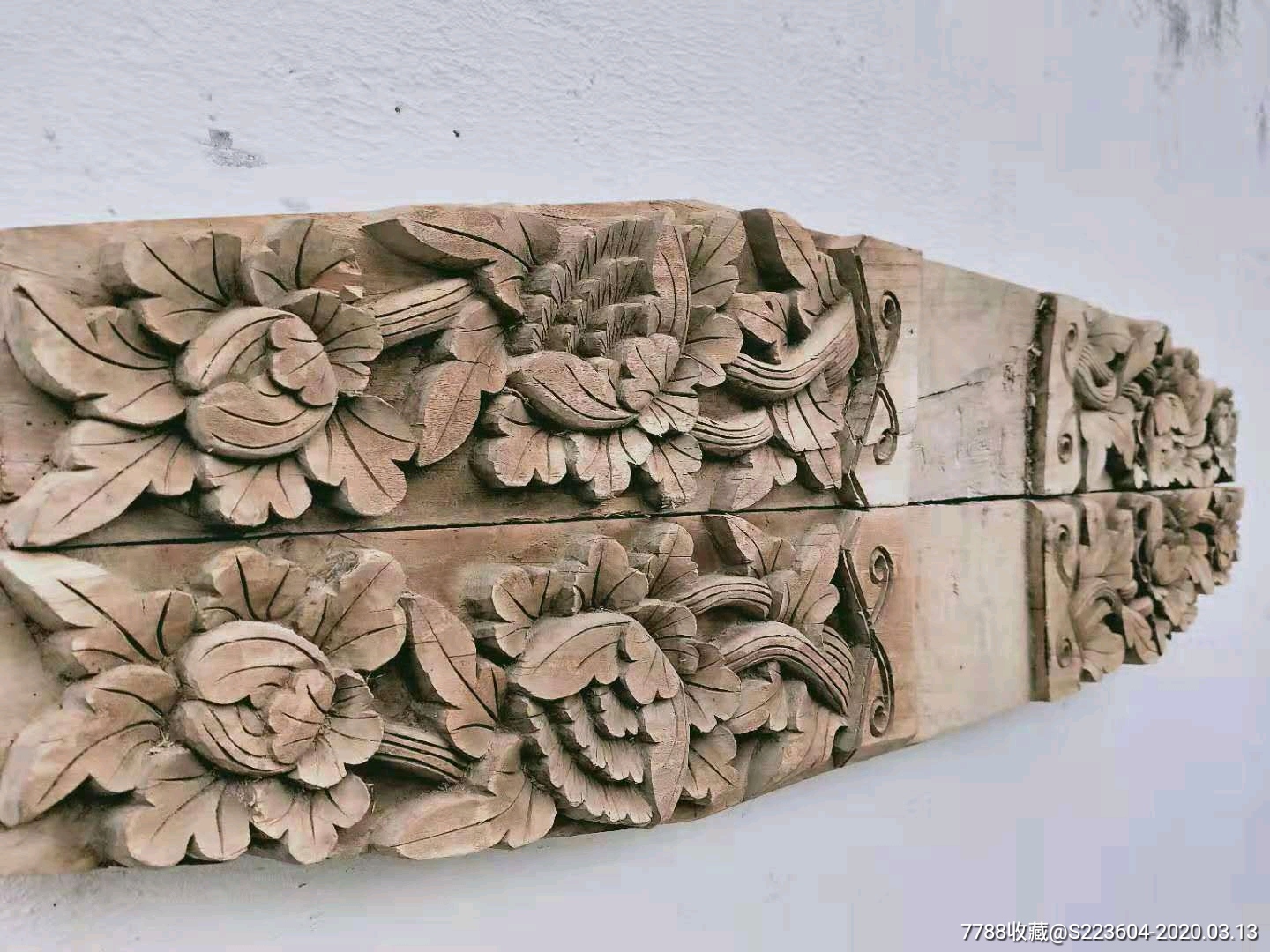 清末:古建拆下的纯手工高浮雕,雕刻房梁一对,雕刻精致大方,立体感超强