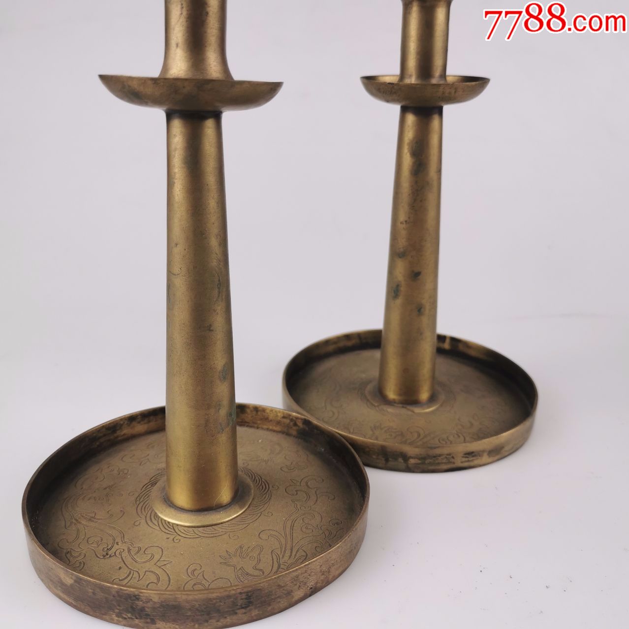 民国铜灯台一对老烛台古玩民俗老物件火灯台蜡台铜器收藏