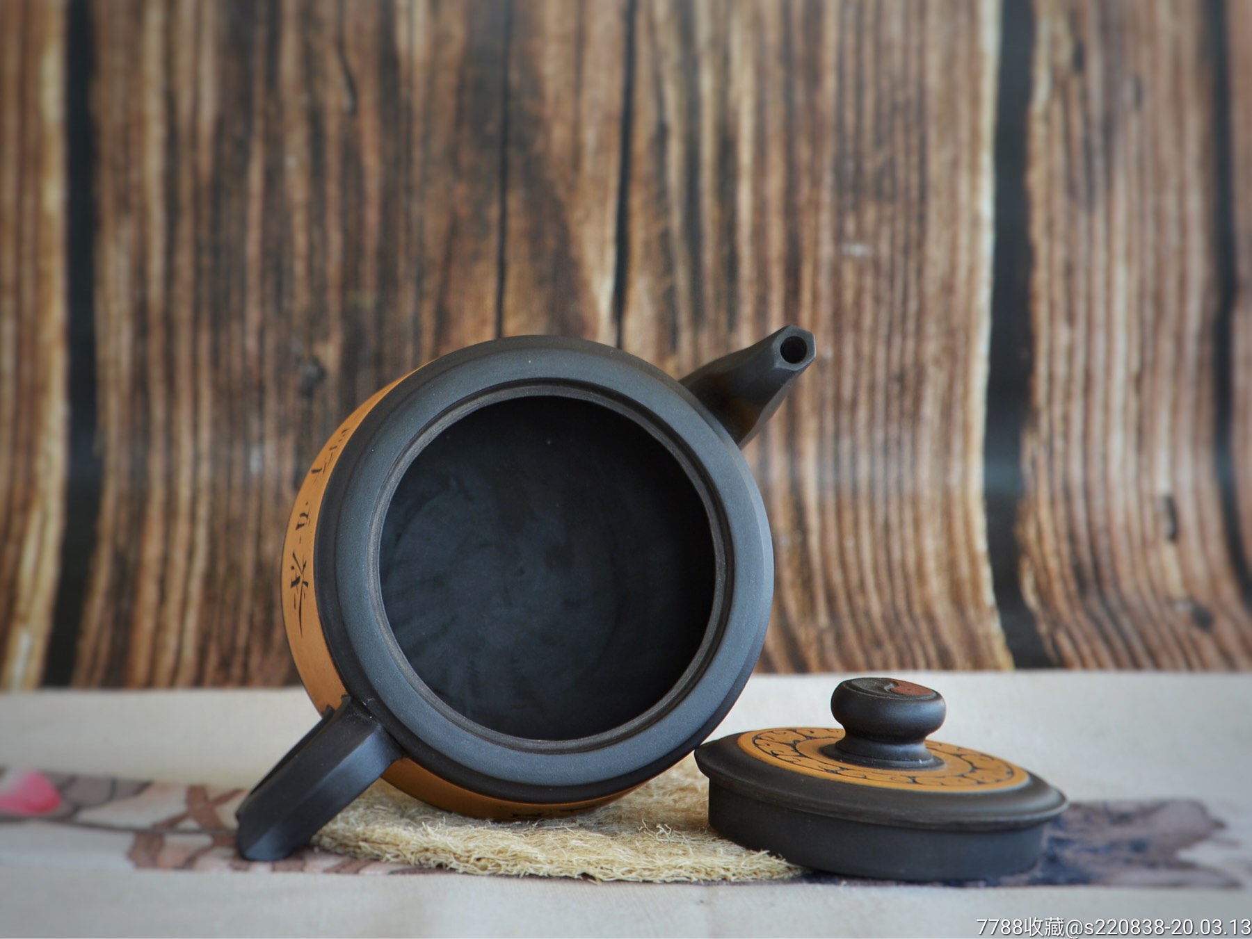 精品紫砂壶#沈陆仙2001年紫砂黑料纯手工太极周盘紫砂壶