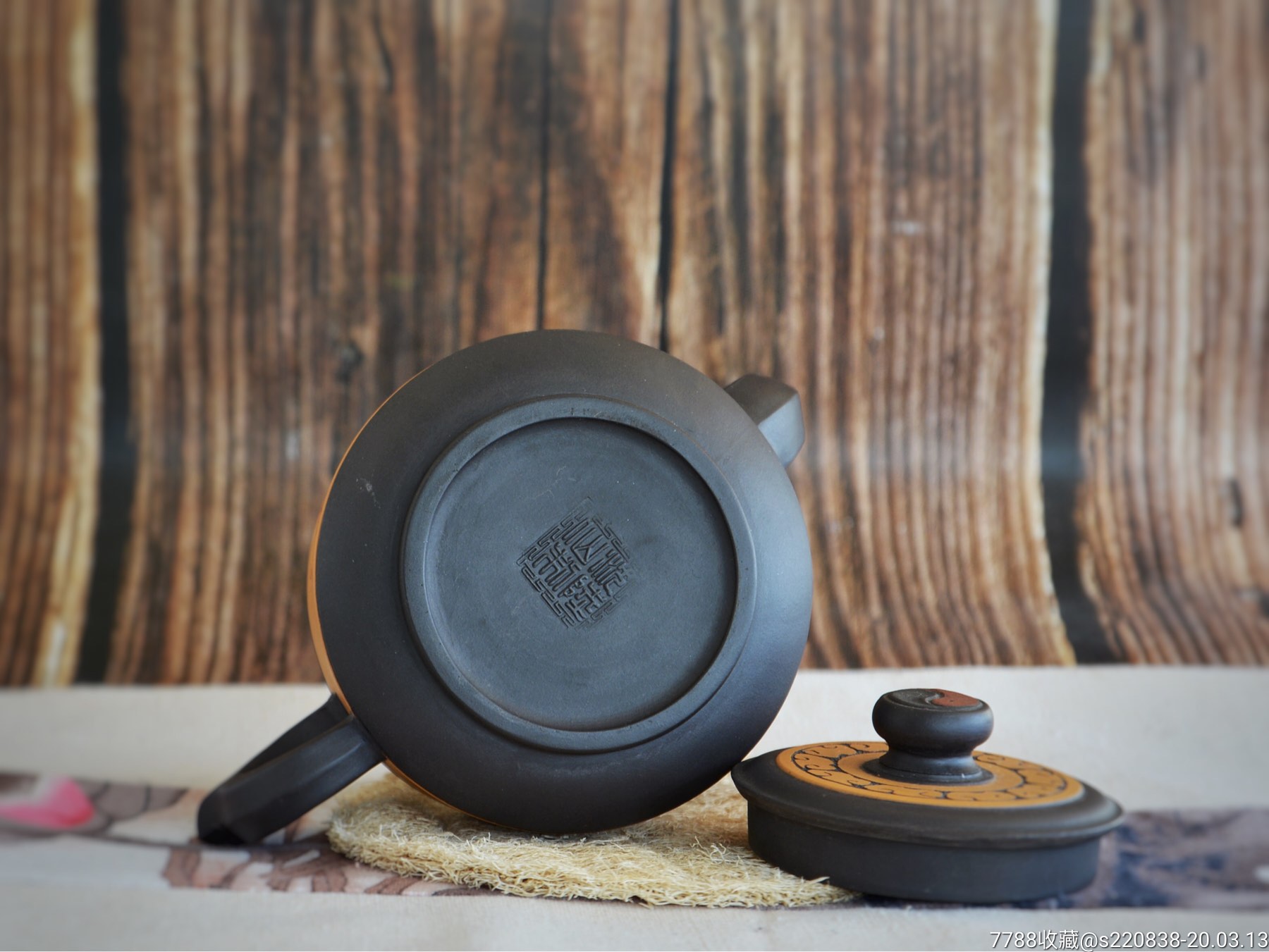 精品紫砂壶#沈陆仙2001年紫砂黑料纯手工太极周盘紫砂壶