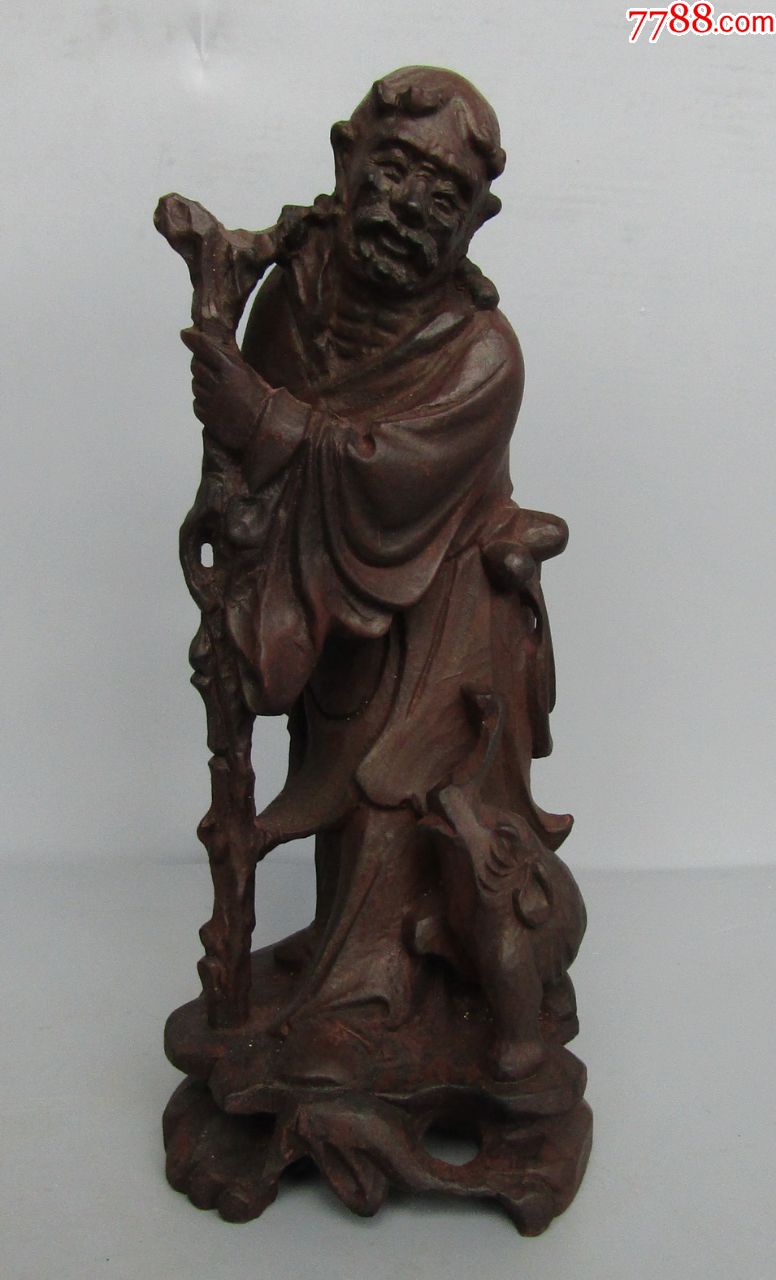 八十年代铁拐李木雕像