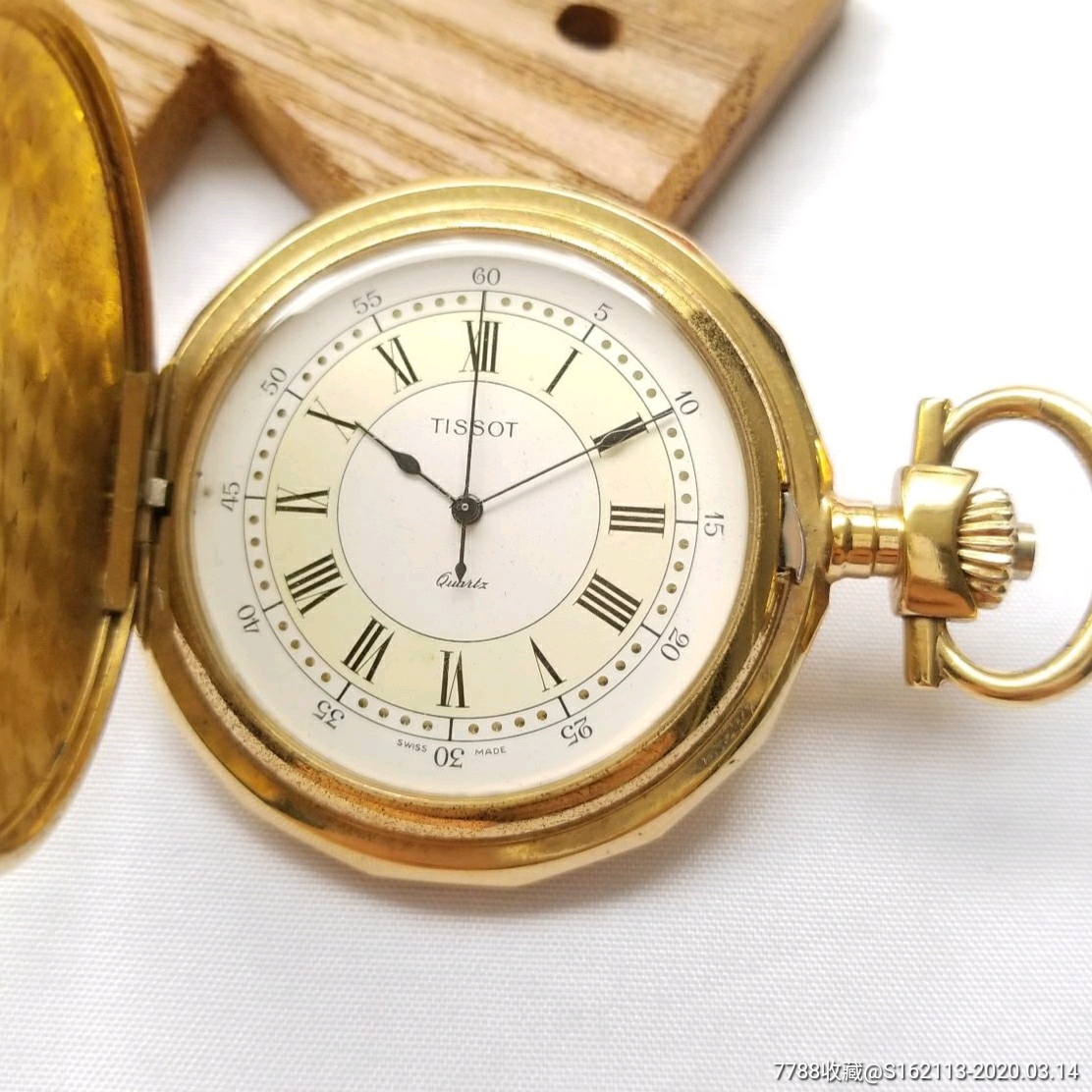 【带原盒!瑞士v8认证eta机芯!】瑞士-tissot-天梭-石英怀表