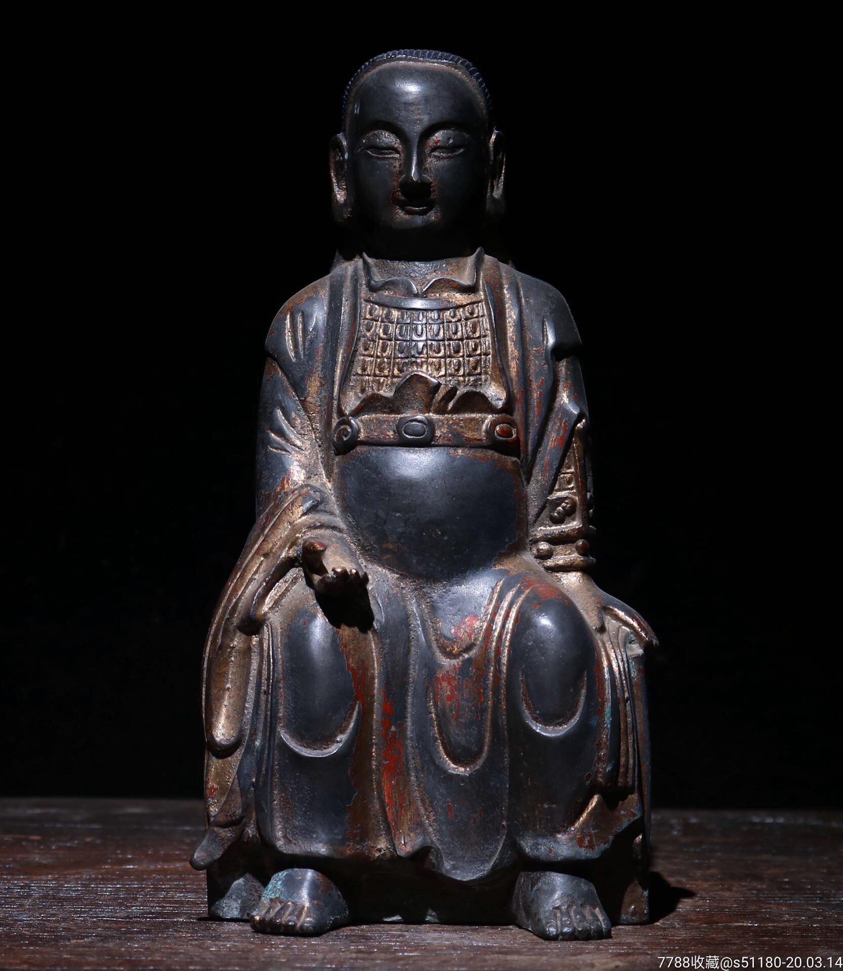 纯铜祖师像高23cm宽11.5cm厚9cm重1388克