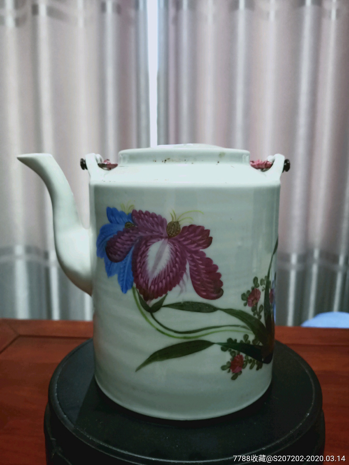 古玩瓷器建国后567全品一枝花提梁壶茶壶