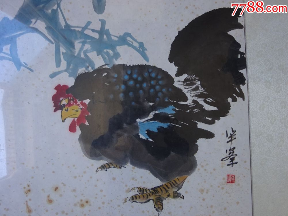 峰(雄雞擇食)【可議價】_花鳥國畫原作滾動鼠標滾軸,圖片即可輕鬆放大